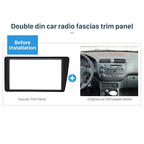 2Din Radio Stereo Fascia Dash Frame Trim Erstatning for Honda Civic LHD 2001-2005