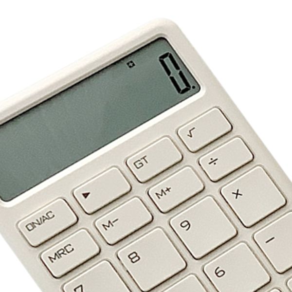 Mini lommeregner med stille LCD-skærm, der forhindrer glidning, bærbar lille lommeregner til kontor, butik, hjem, hvid