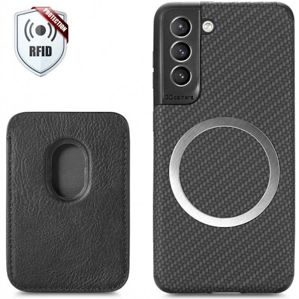 Musta kuori voimakkailla magneettikentillä modulaariseen Samsung S21 FE -puhelimeen