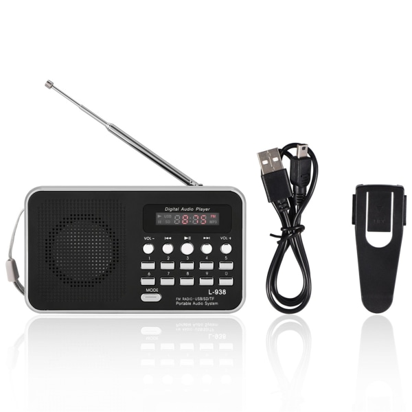 Bärbar digital ljudspelare HiFi-musikhögtalare Stöd FM-radio TF SD-kort USB AUX med display