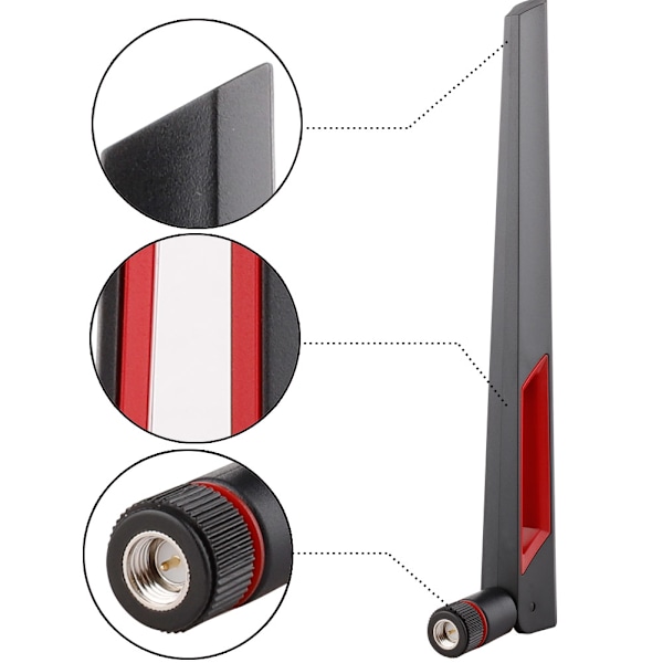 SMA-uros 2.4G 5.8G kaksoiskaistainen suurivahvistinen WiFi 12DBI -antenni langattomille reitittimille, musta