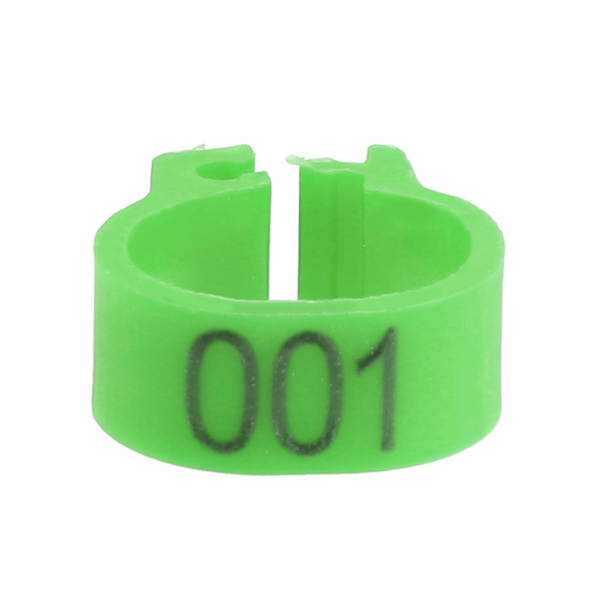 100 st/påse 8MM 001-100 Numrerade plastbrevduva fågelbenband ringar (grön)