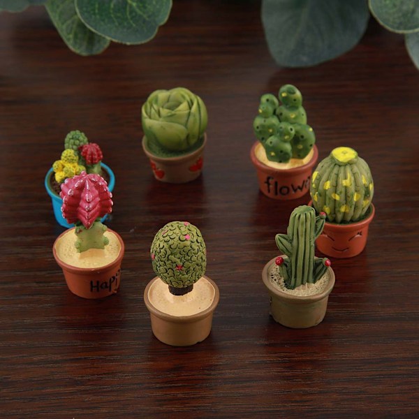 Liten kaktus miniatyr suckulenta växter kruka dockhus dekoration mini växt (7 st)
