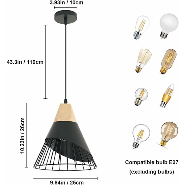 Miljövänlig Pendellampa, Nordisk Enkel Lampskärm för Matsal Studio, Inomhusbelysning med Lågkolhaltig Yta, Justerbar Kabel, E26 Sockel