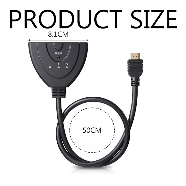 HDMI-switch för dina multimedia behov, stöder Full HD, stabil videoöverföring, 3 in 1 ut manuell växling för hemunderhållning och kontor