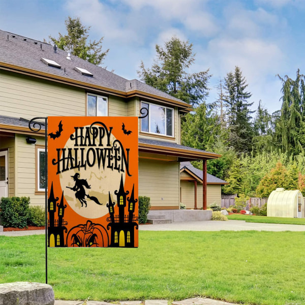 Burlap Vertikal Dobbeltsidet, Trick or Treat Have Flag Vertikal