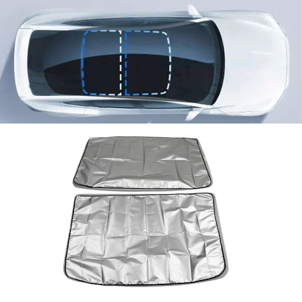 Solskydd för glastak, soltak, främre, bakre, övre fönster, UV-reflekterande solskydd, ersättning för Tesla Model Y, beige