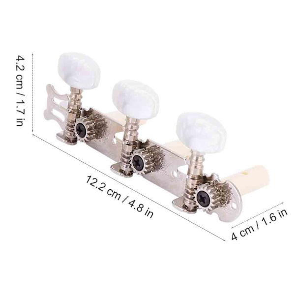 3+3 Akryl Klassisk Gitar Streng Tuning Peg Tunere Maskinhoder Sølv
