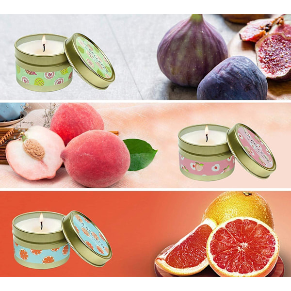 Aromaterapiljus Presentförpackning, Naturliga Sojavax Doftljus för Avkoppling och Stämningsförbättring, 6 Mini Storlekar i Färgglad Box Presentation för
