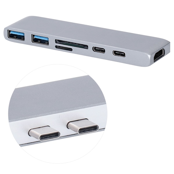 7-i-1 Typ-C Högupplöst 4K Kortläsare Hubb Adapter USB3.1 Dockningsstation