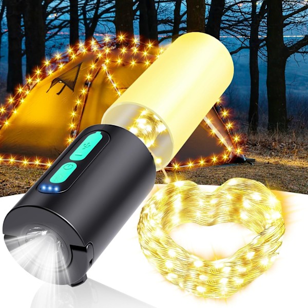 Nature's Glow: 4-i-1 Design, Portabel Campinglykta, Vattentät IPX6, Uppladdningsbara Campingslingor, Atmosfärslampa, Multifunktionell För Alla