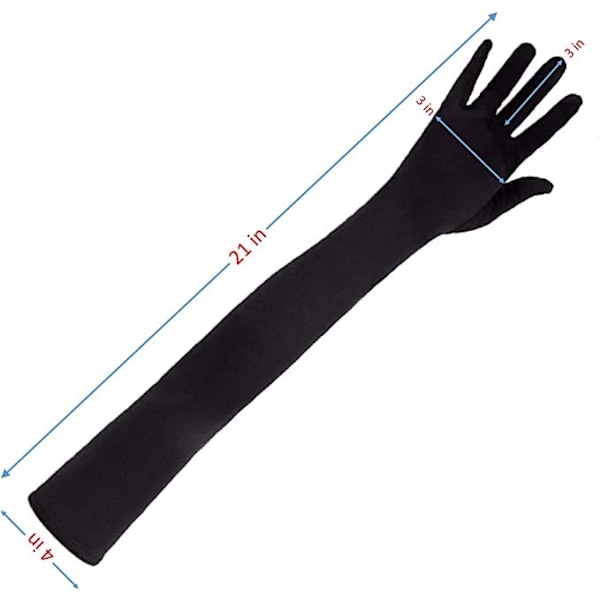 Handskar, Långa Svarta Satinhandskar, Aftonhandskar, Operahandskar, 14,88 Armbågshandskar