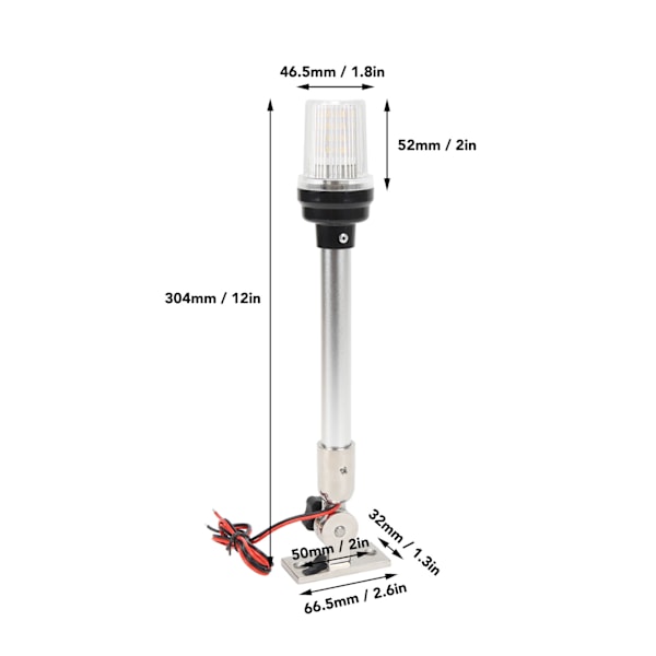 12 tommer LED foldbar båd agterlys 360 grader båd ankerlys 316 rustfrit stål base til fiskerbåde yachts marine