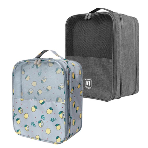 2-pack skopåsar för resor, rymmer skopåsar för resor, bärbar skopåse och förvaringspåse för daglig användning med handtag, S+M