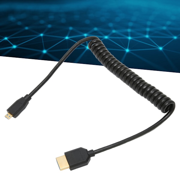 HD Multimedia Interface-kabel med fjäderåterdragning, A-hane till D-hane, 8K 60Hz, Micro HD Multimedia Interface-kabel