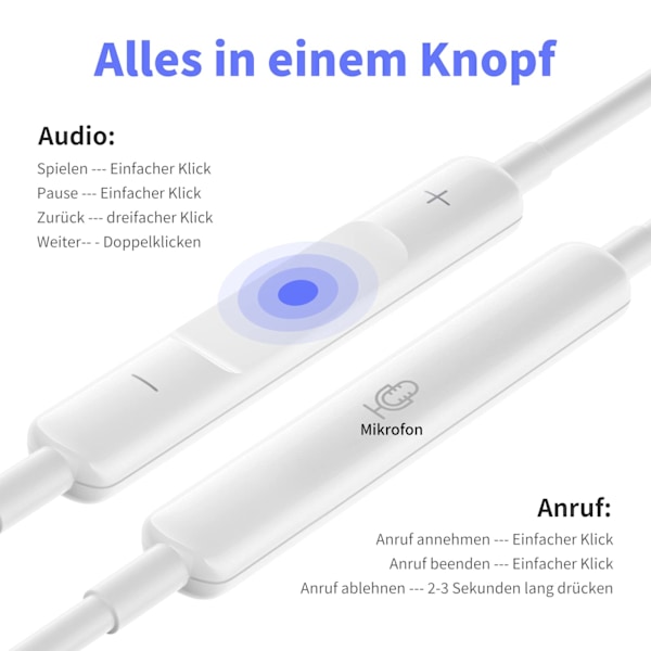 USB C Hörlurar, Lightning-kontakt för sömlös integration & bred kompatibilitet, tydliga samtal med integrerad mikrofon