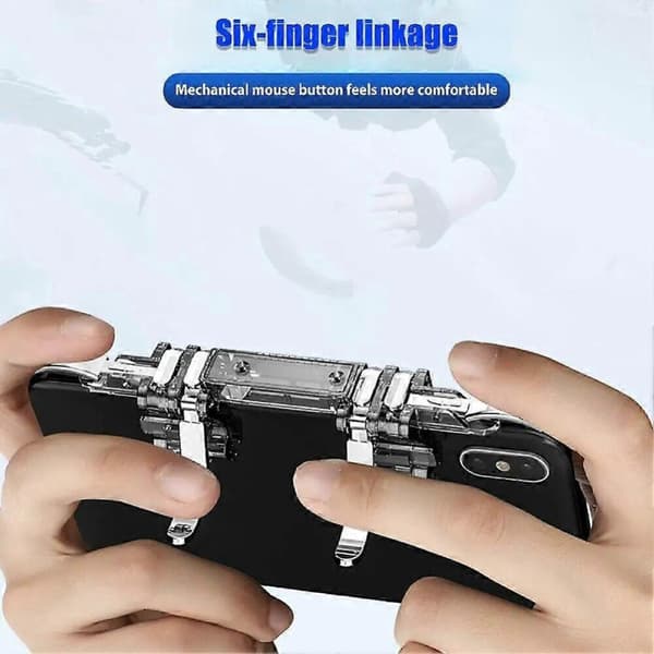GETIT 6-finger Pubg Mobile spilcontroller Telefon Gamepad Trigger L1 R1 Sigte-/Skydeknap Joystick Kompatibel med iPhone Android
