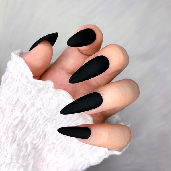 24 stk. Falske negle Matte Pure Color Medium Long Stiletto Almond