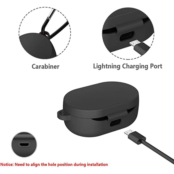 Øretelefonetui med nøglering Stødsikkert beskyttende silikonecover til Xiaomi Redmi Airdots etui