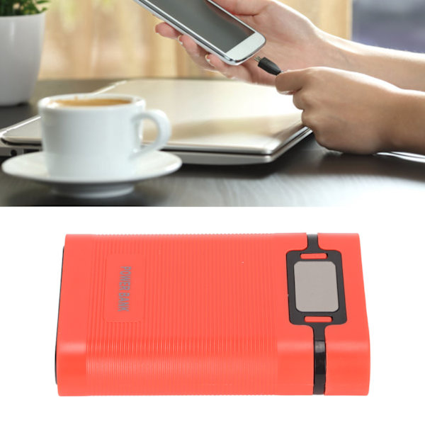 DIY Mobiili 18650 Akun Laturi Power Bank 4 Akun Kapasiteetti Laatikko Mikro Tulo 2 Tapa Lataus LCD NäytölläPunainen