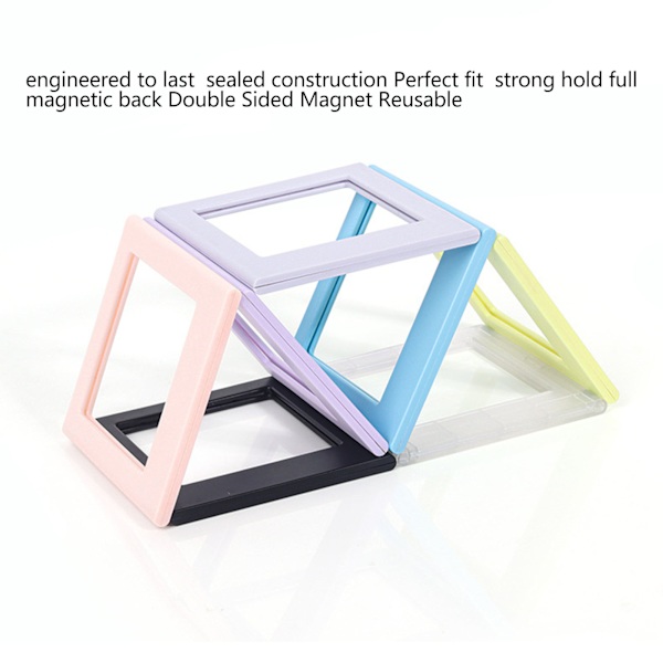 Magnetisk fickram Dubbelsidig magnetfotoram Magnetiska kylskåpsramar för Fujifilm Instax Square Rosa