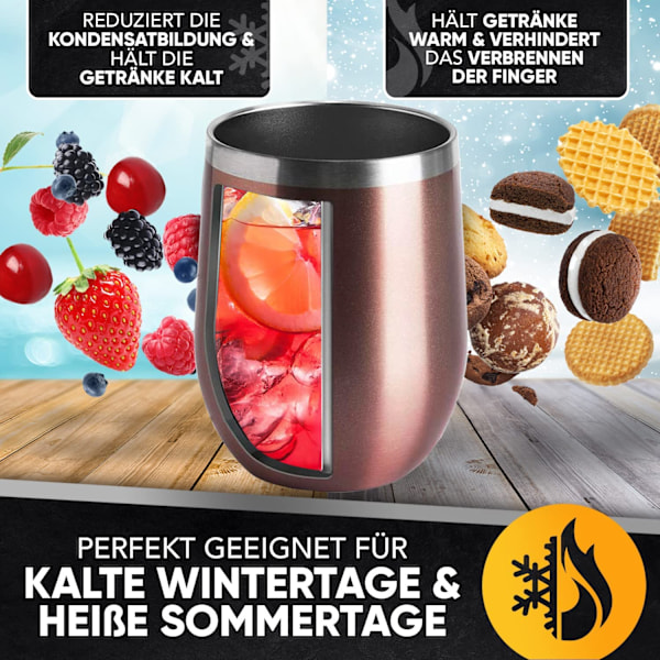 Pulverlackerade Färger Vinglas i Rostfritt Stål, Okrossbart 304 18 8 Rostfritt Stål Säkerställer Hållbarhet och Enkel Rengöring, Läcksäker Resemugg