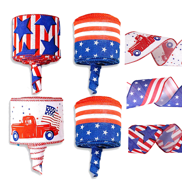 Stilfulla Val Bandpaket För Presentinslagning, Boxningslindor Med Blandade Patriotiska Mönster, Perfekt För Att Fira Nationaldagar (4 Stycken)