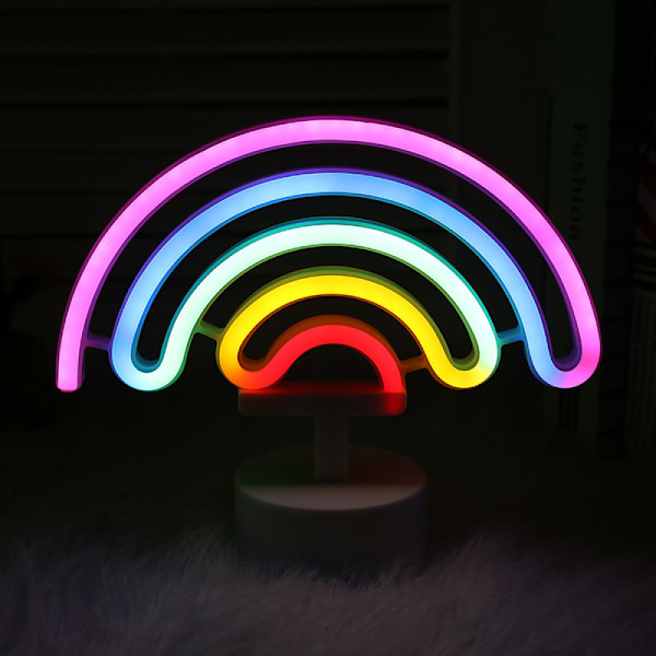 Regnbågsformad Batteridriven Neonlampa, Inomhus Nattlampa med Unik Design, Dekorativ Skylt LED-Lampa, Lågspänning Säker Beröring för Barnrum