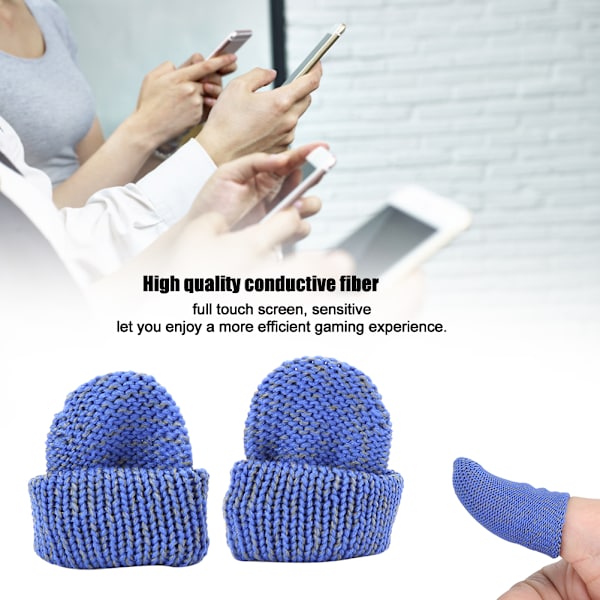 20 stk. Åndbar Mobilspil Fingersleeve Touch Screen Anti-sved Nylon Ledende FiberBlå