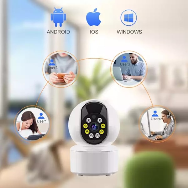 Smart Home Guardian, 2K Högupplöst Smart PTZ WiFi-kamera med Automatisk Spårning och Tvåvägsljud för Trådlös Säkerhet Inomhus