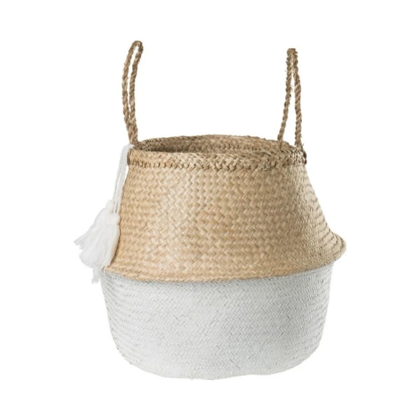 Foldable bamboo and rattan basket, Handwoven Folding Basket with Handles