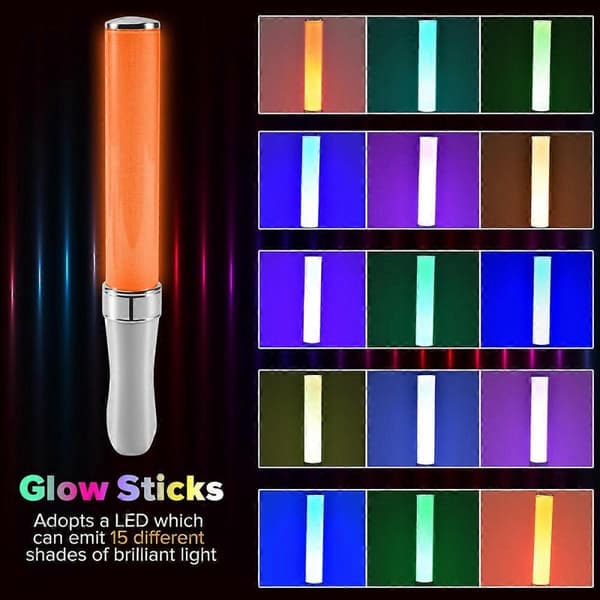 2 stk. LED-lyspinde, 15 farver, lyspinde, lyspinde, koncertrekvisitter