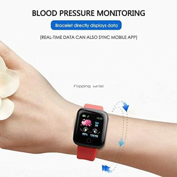 Vattentät smartklocka med pulsmätare och blodtrycksvisning, fitness tracker smartklocka 116 Plus färgskärm