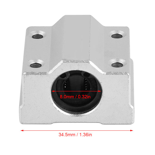 4 stk. SCS8UU 8mm Lineær bevegelses kulelager glidehylse glidende blokk for 3D-skriver