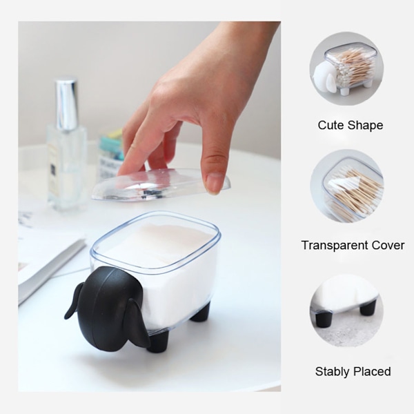 Mini Plast Bomuldsvat Pinde Opbevaringsboks Sød Får Støv Tæt Kosmetisk Bomuld Opbevaringsboks Husholdning Desktop Organizer