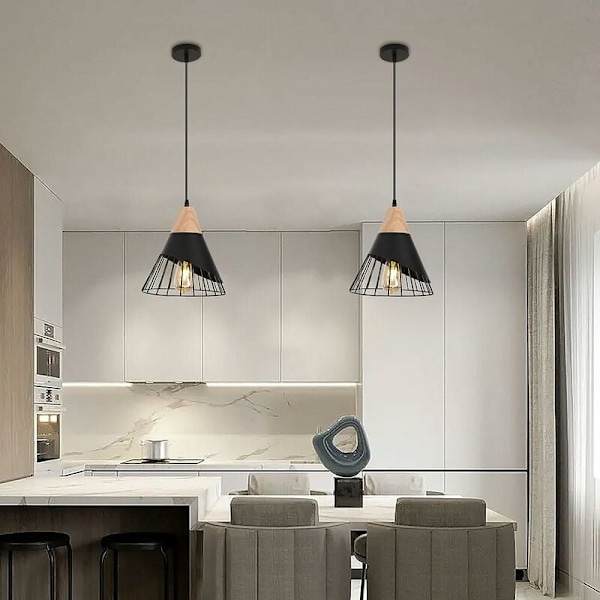 Miljövänlig Pendellampa, Nordisk Enkel Lampskärm för Matsal Studio, Inomhusbelysning med Lågkolhaltig Yta, Justerbar Kabel, E26 Sockel