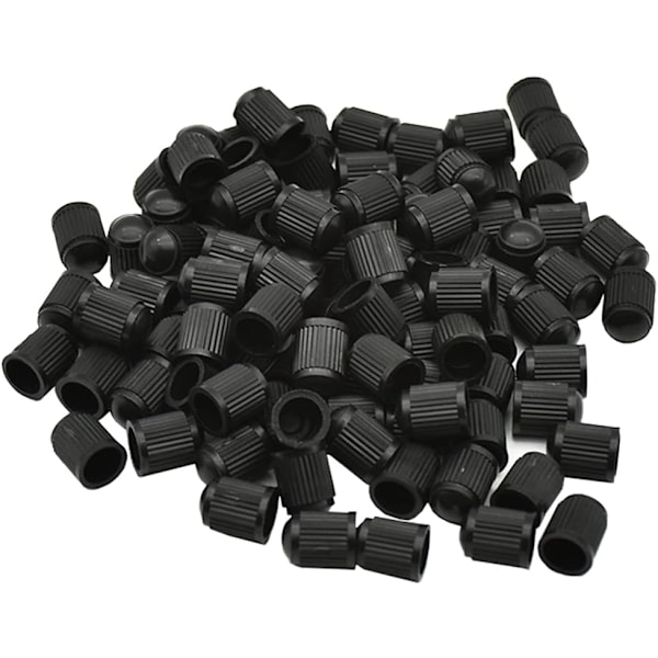 Ventilkapper, 100 stk. Plastik Ventilkapper, Ventilkappe, Bilventilkappe Cykelventil, Bil, Van, Motorcykel, Slange (Sort)
