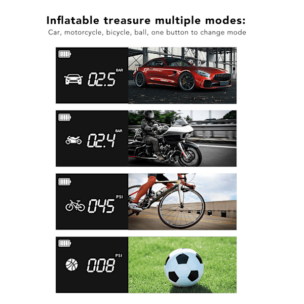 Bärbar Luftkompressor Med Automatisk Avstängningsfunktion Och Digital Tryckmätare, Multifunktionellt Nödverktyg Integrerat, Idealisk För Bilar, Motorcyklar,