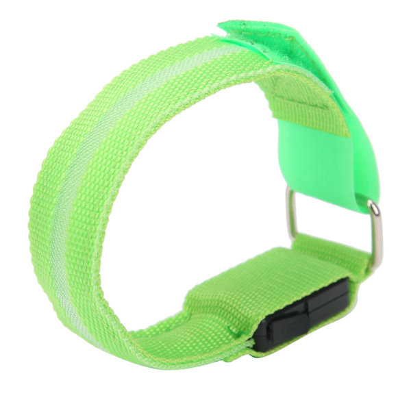 Grön lysande armbindel justerbar remsa LED handledsband USB-laddning för nattlöpning cykling