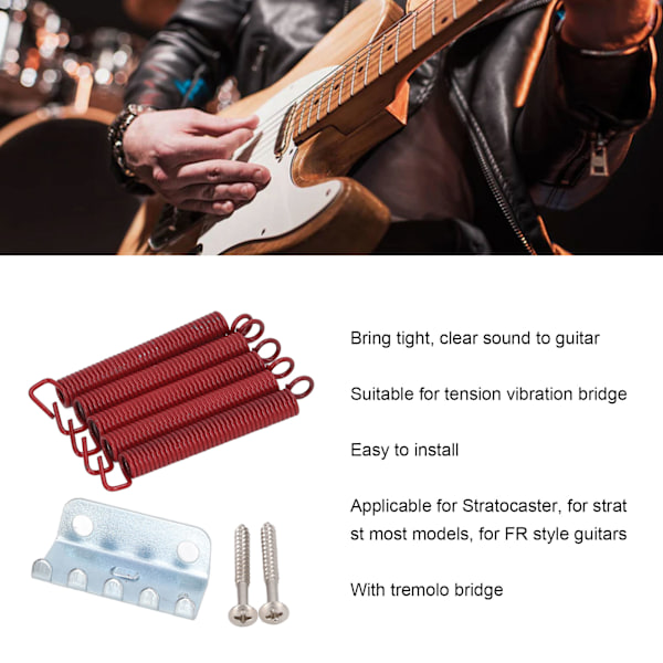 Gitarr Tremolo Bridge Fjädrar Kit Ersättning Ljudlös Noggrann Instrument Tillbehör Röd