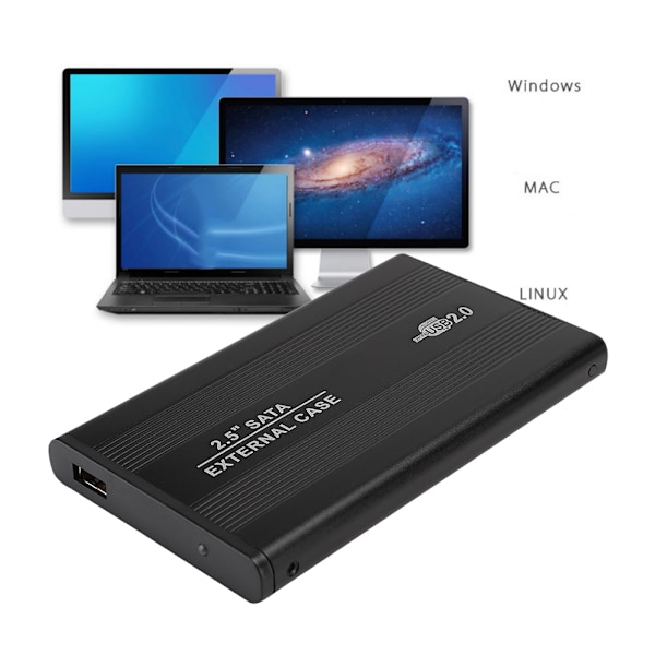 2,5-tums hårddiskbox i aluminiumlegering, externt fodral USB 2.0 SATA-datortillbehör