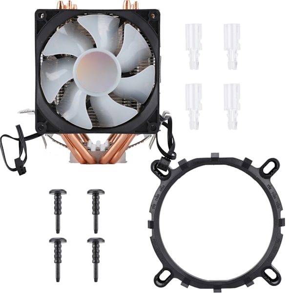 9CM Dubbel Fläkt 4 Kopparrör CPU Kylradiator (Färgglatt Andningsljus)