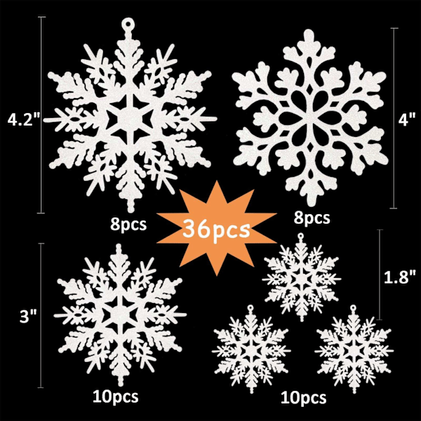 Festliga Bröllopsaccessoarer, Splittersäkra Glitter Snöflingor Ornament för Vintertema Firanden