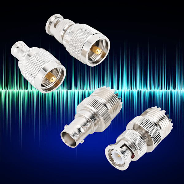 4 stk. UHF til BNC nikkelbelagt kobberkonnektoradapter 50 ohm til antenne radio WiFi trådløst LAN