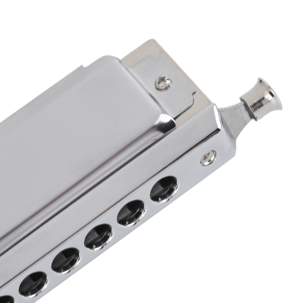 Kromatisk Harmonika 10 Huller 40 Toner 2‑Sidet Polyfonisk Spille Mundharmonika Sølv