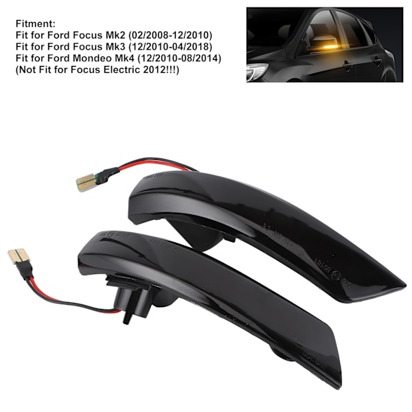 Par Blinkers för backspegel Dynamisk LED Flytande Ljus Blinkers Passar för Ford Focus MK 2 3