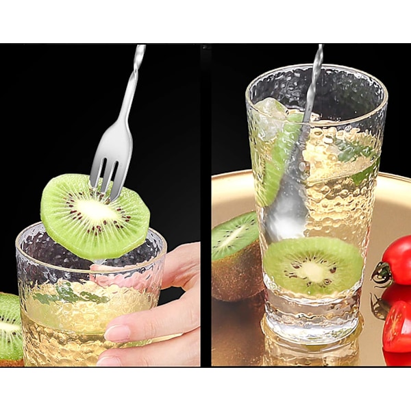 Cocktail Shaker Sked, Twist På Skeden För Lagerindelning Av Drinkar, Spiraldesign För Ett Säkert Grepp, Rostfri Konstruktion, Fruktgaffelspets För Enkel Användning