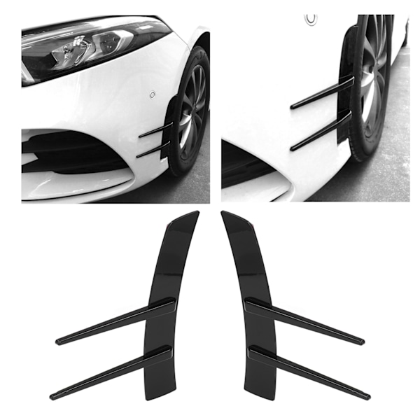 2 Pcs Gloss Black Front Bumper Side Spoiler ABS Body Spoiler Canard Universal for Car