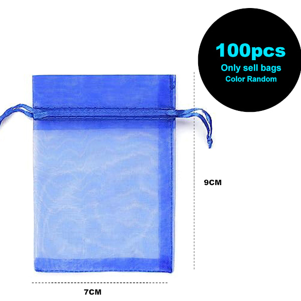 100 stk. 2,8\"x3,6\"(7x9cm) Gaveposer Snøre Organza Smykkeposer, Opbevaringspose