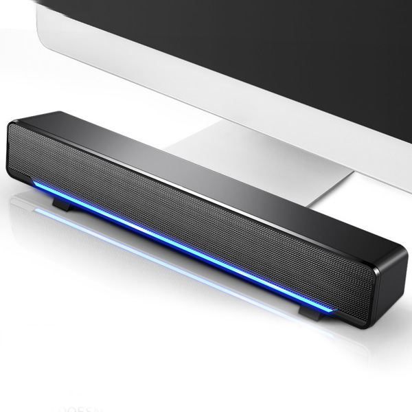 USB-driven stereo soundbar musikspelare bas surroundljudlåda 3,5 mm ingång för PC-mobiltelefoner (svart)